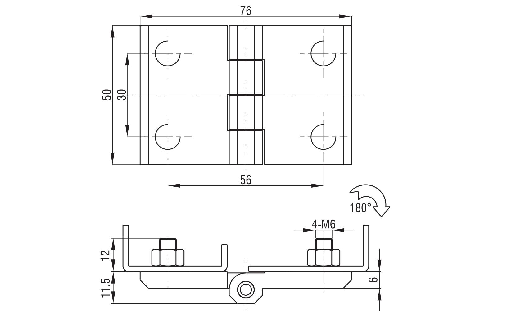 Screw-on Hinge 2101-576X Series 50x76