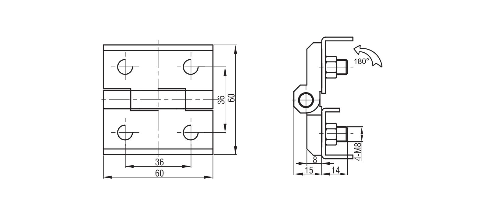 Screw-on Hinge 2101-60X Series 60x60