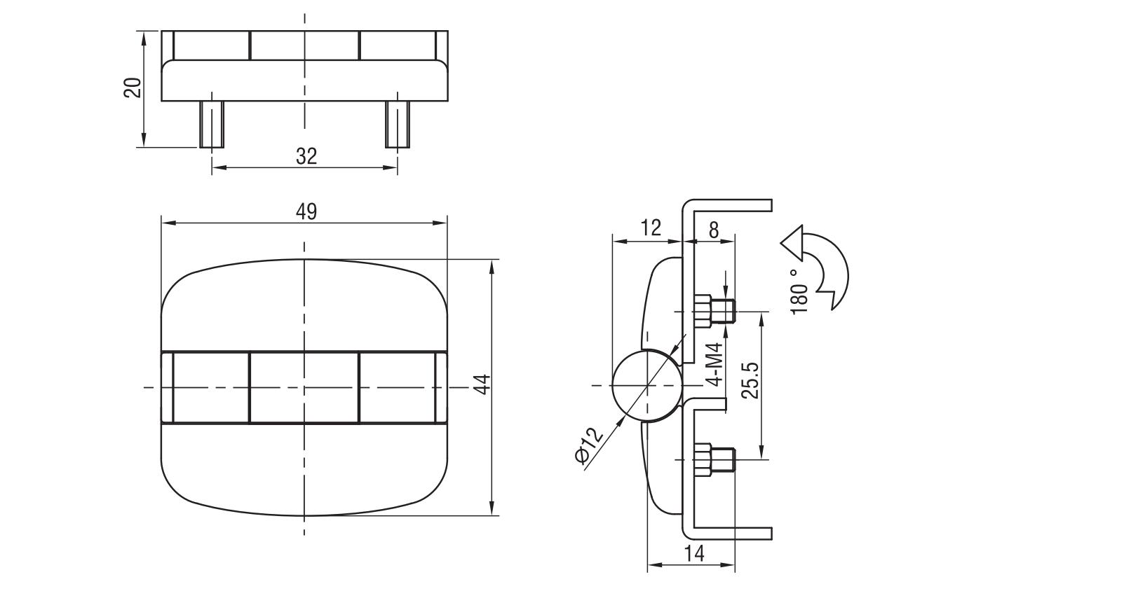 Screw-on Hinge 2104 Series 49x44