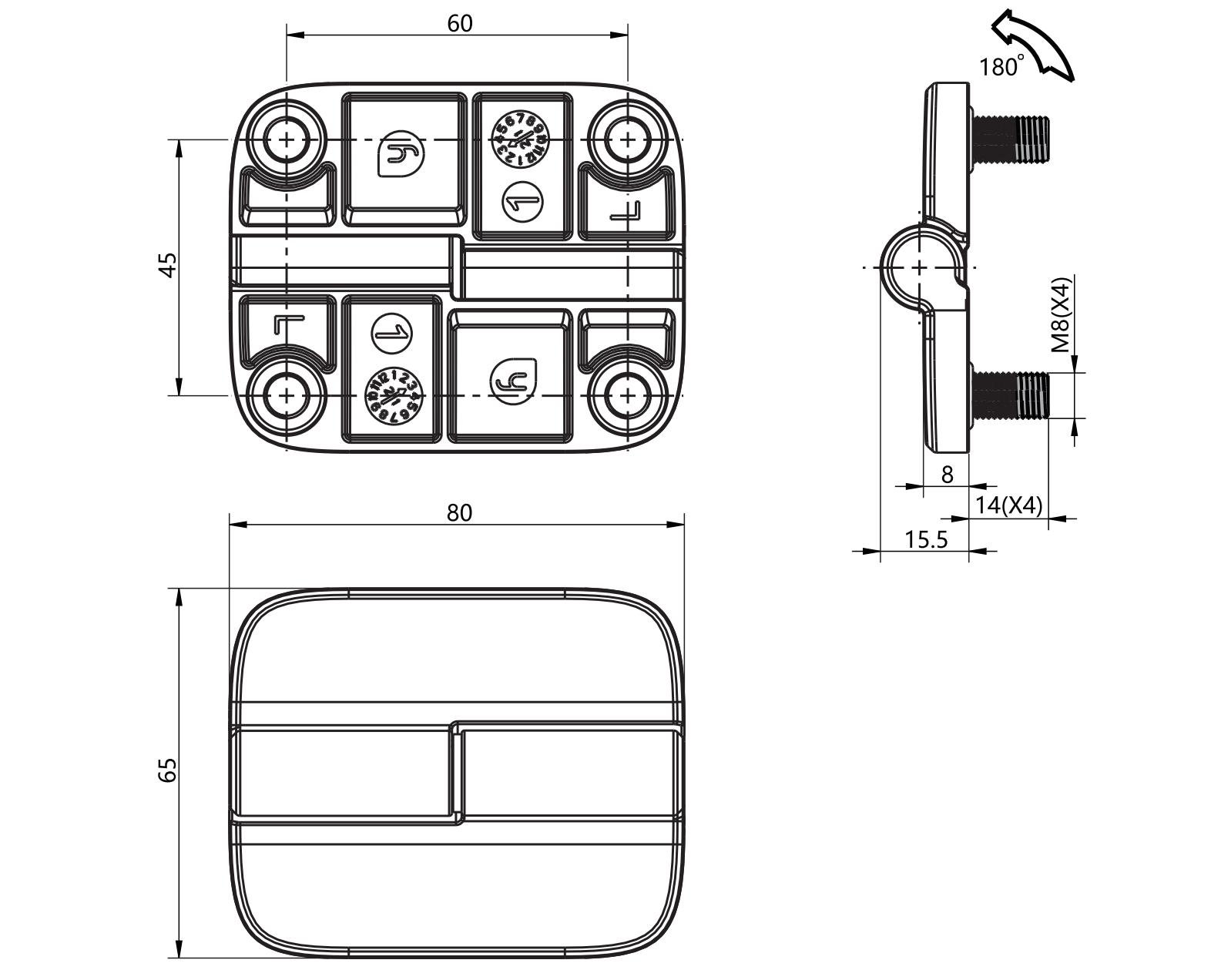 Screw-on Hinge 2109 Series 80x65