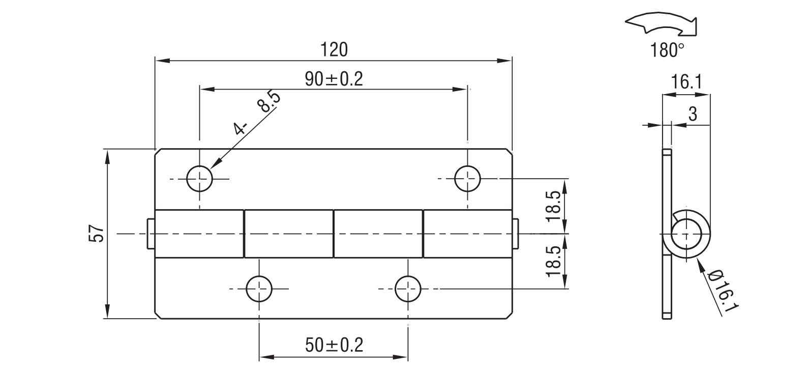 Screw-on Hinge 2133 Series 120x57