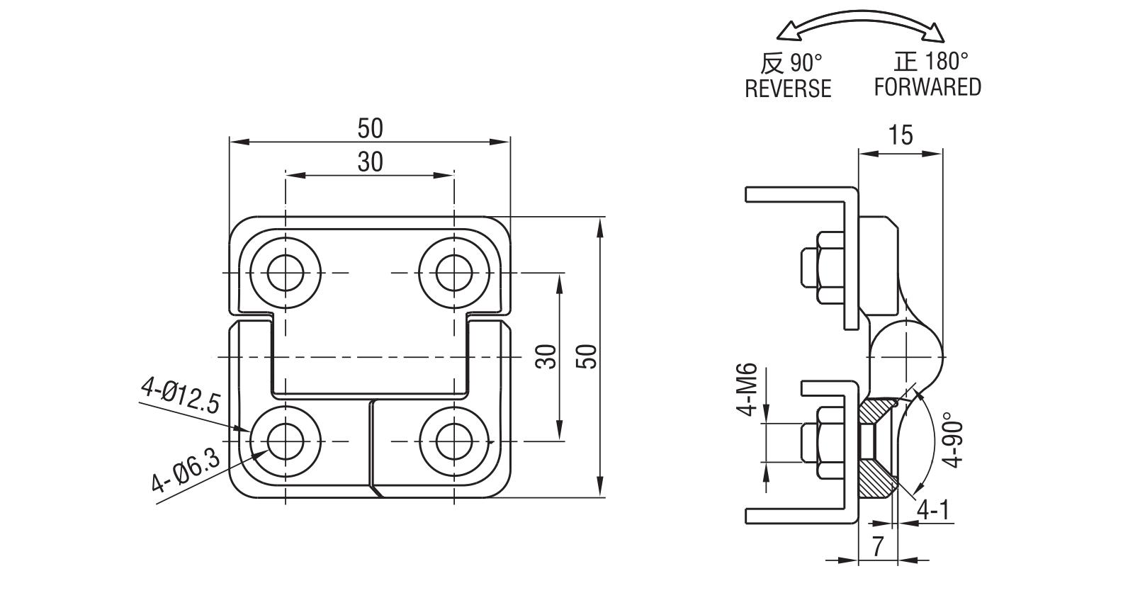 Screw-on Torque Hinge 2136-5 Series(50x50)