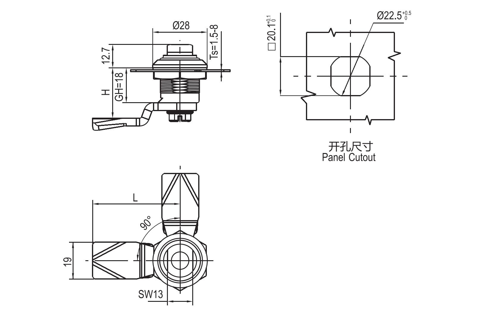 Quarter Turn Lock 1401 Stainless Steel Series 