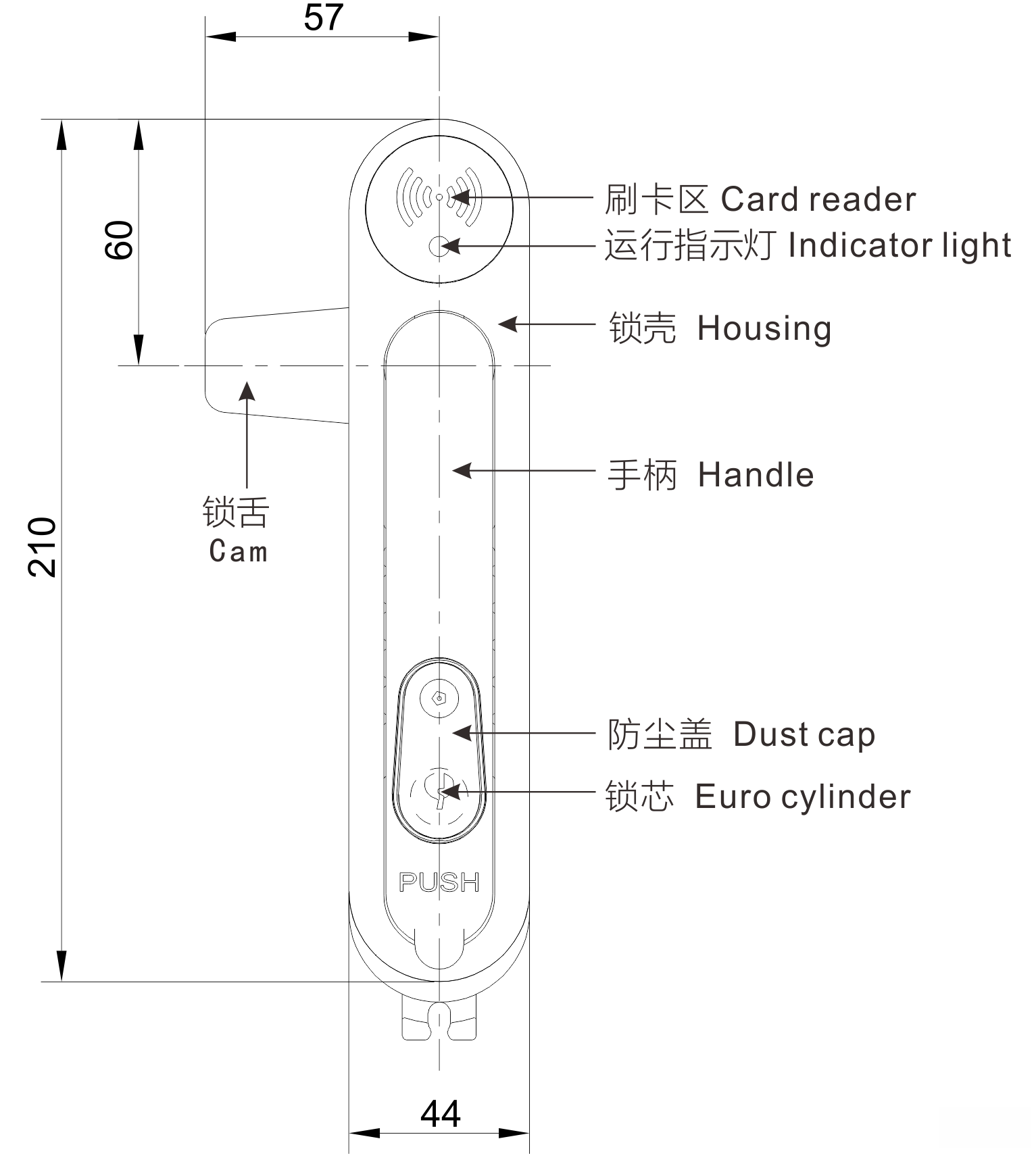  1518 Series Electronic Swinghandle